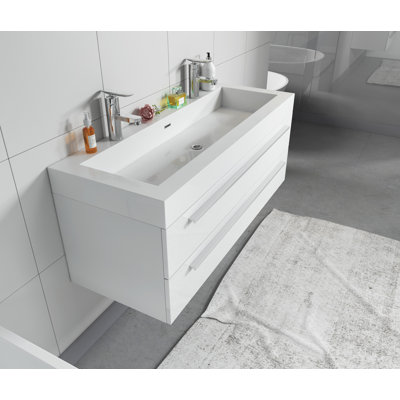 Ebern Designs 125 cm breiter wandmontierter Doppelwaschtisch Sandry